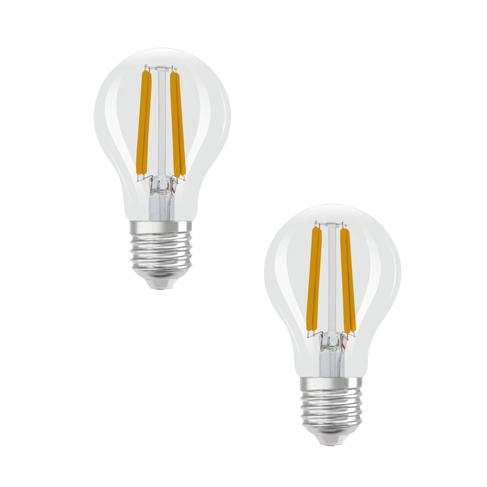 Osram LED Classic A 60, Filament, EEK A, 3,8 W, 806 lm, E27, kaltweiß, klar, 2er Pack