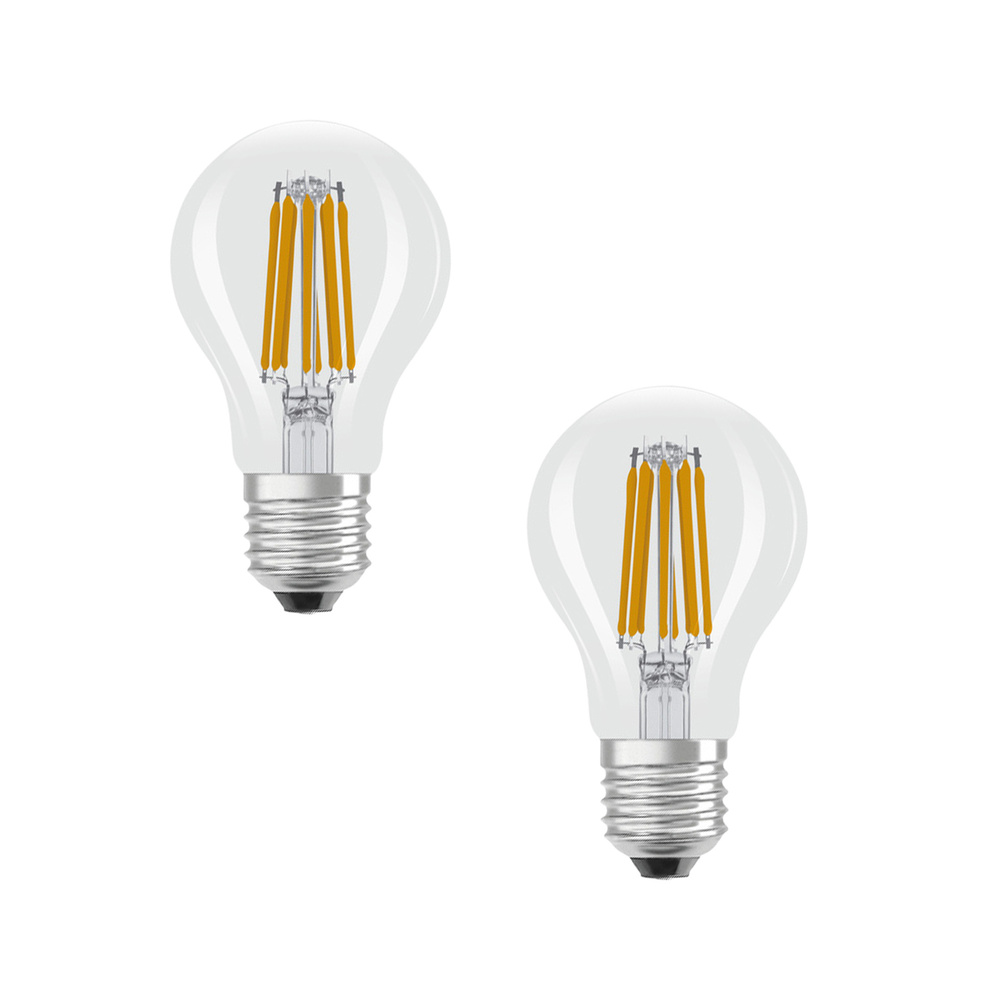 Osram LED Classic A 100, Filament, EEK A, 7,2 W, 1521 lm, E27, kaltweiß, klar, 2er Pack