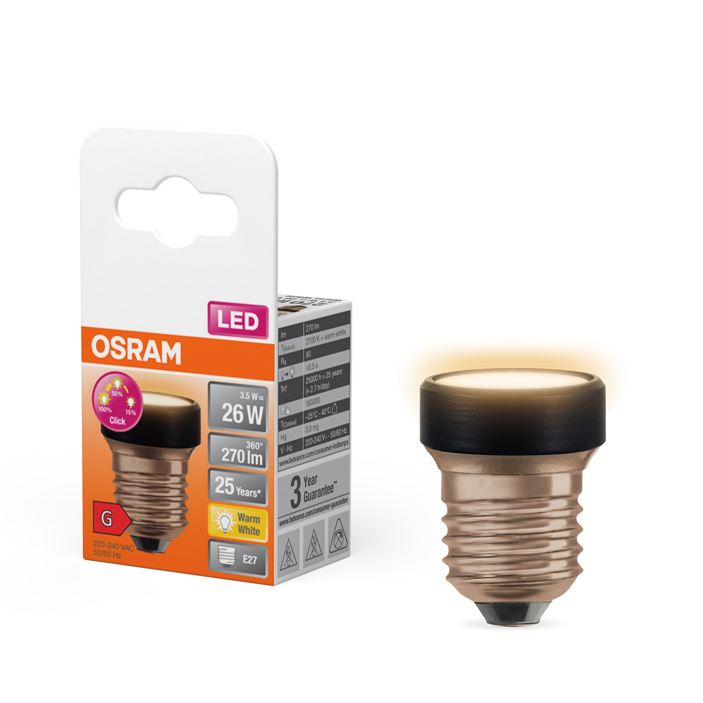 Osram  Ultrakompakte Designlampe LED STAR FLAT 26 3 Step DIM, 3,5 W, 270 lm, E27, 2700 K