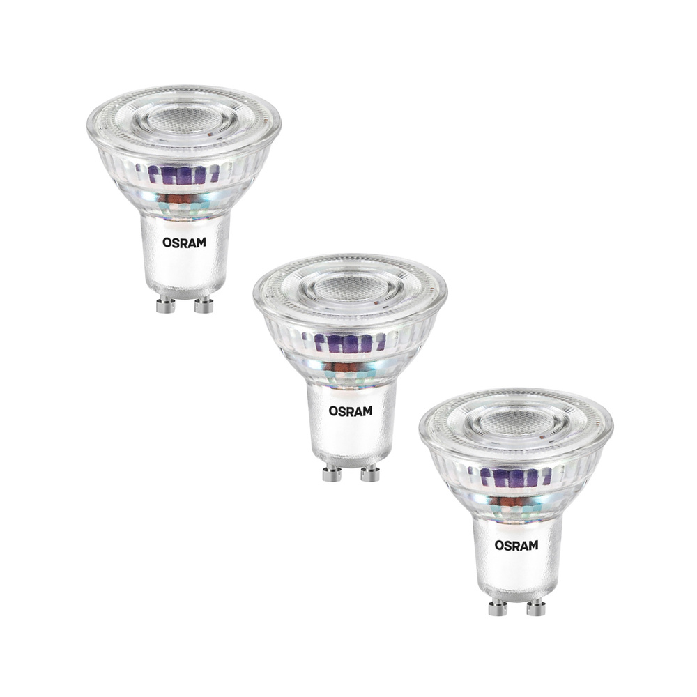 Osram LED PAR16 50 100°, 2,5 W, 450 lm, GU10, EEK A, warmweiß, 3er Pack