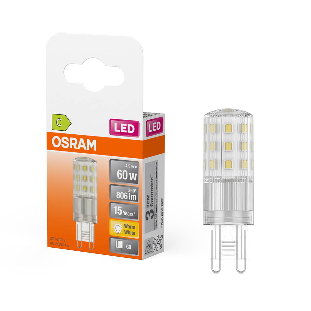 Osram LED PIN 60 320°, 4,9 W, 806 lm, G9, 2700 K