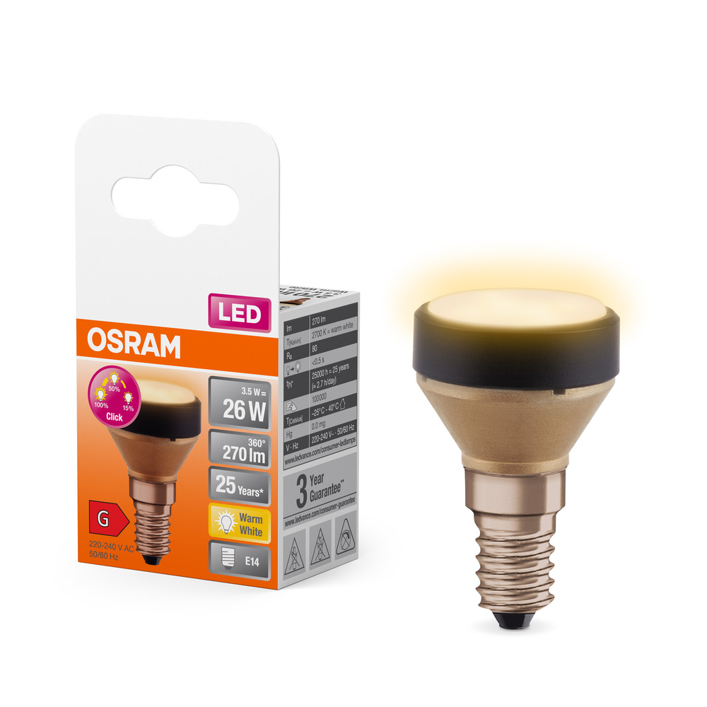 Osram Ultrakompakte Designlampe LED STAR FLAT 26 3 Step DIM, 3,5 W, 270 lm, E14, 2700 K, matt