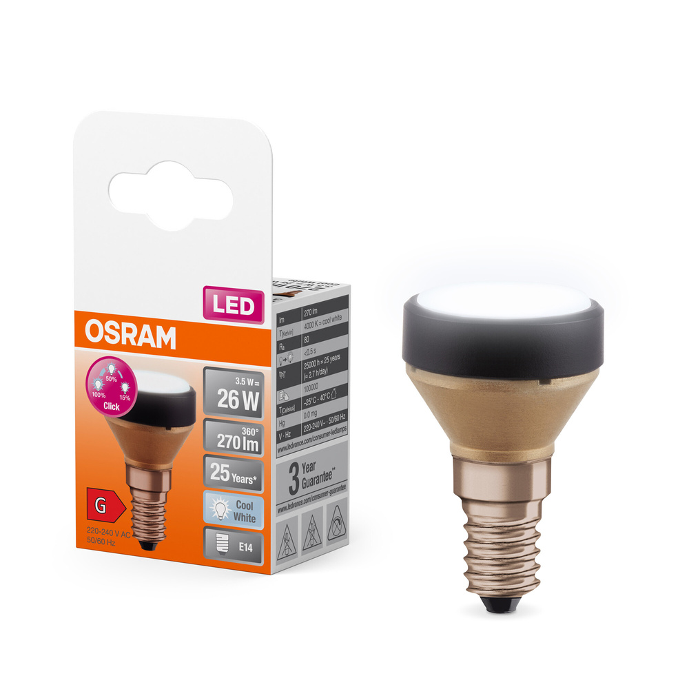 Osram Ultrakompakte Designlampe LED STAR FLAT 26 3 Step DIM, 3,5 W, 270 lm, E14, 4000 K, matt
