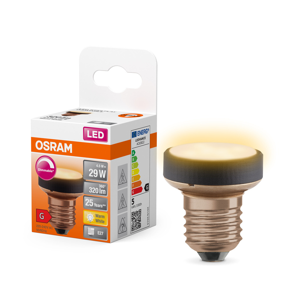 Osram Ultrakompakte Designlampe LED STAR FLAT 29 DIM, 4,5 W, 320 lm, E27, 2700 K, matt