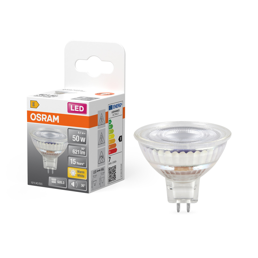 Osram LED Star MR16 50 36°, 6,1 W, 621 lm, GU5.3, EEK E, warmweiß