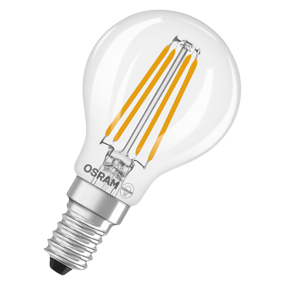 Osram LED Classic P 40, Filament, EEK B, 2,5 W, 470 lm, E14, dimmbar, warmweiß, klar