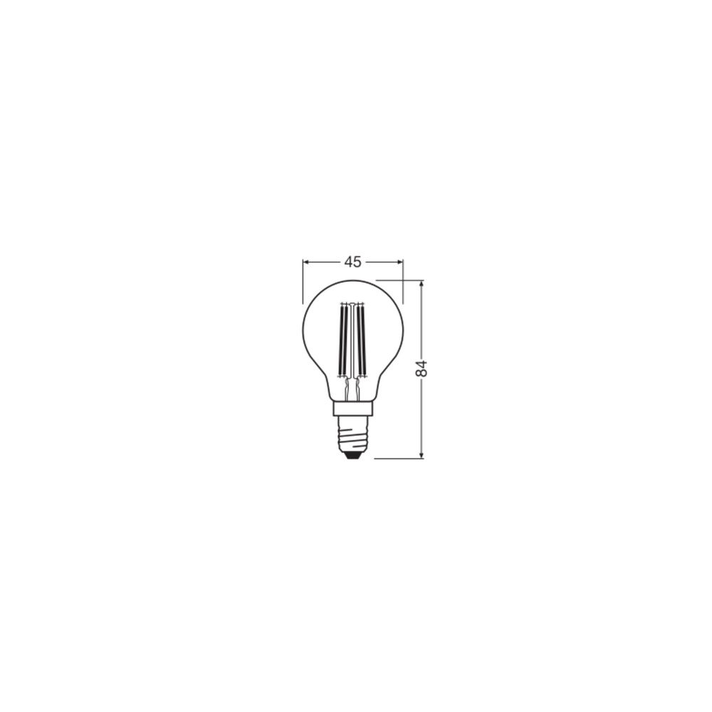 Osram LED Classic P 40, Filament, EEK B, 2,5 W, 470 lm, E14, dimmbar, warmweiß, klar