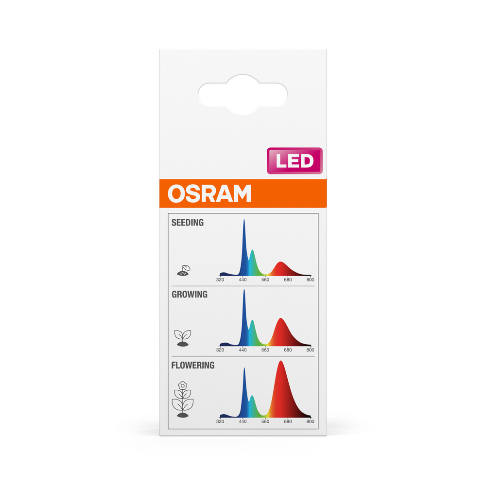 Osram 3-Lichtspektrum-Pflanzenlampe, 10 W, 330 lm, E27, klar, LED STAR GROW T 60