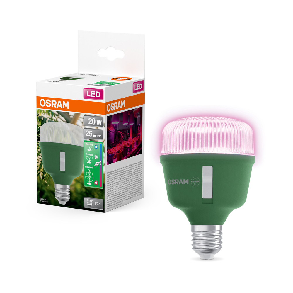 Osram 3-Lichtspektrum-Pflanzenlampe, 20 W, 650 lm, E27, klar,  LED STAR GROW T 80