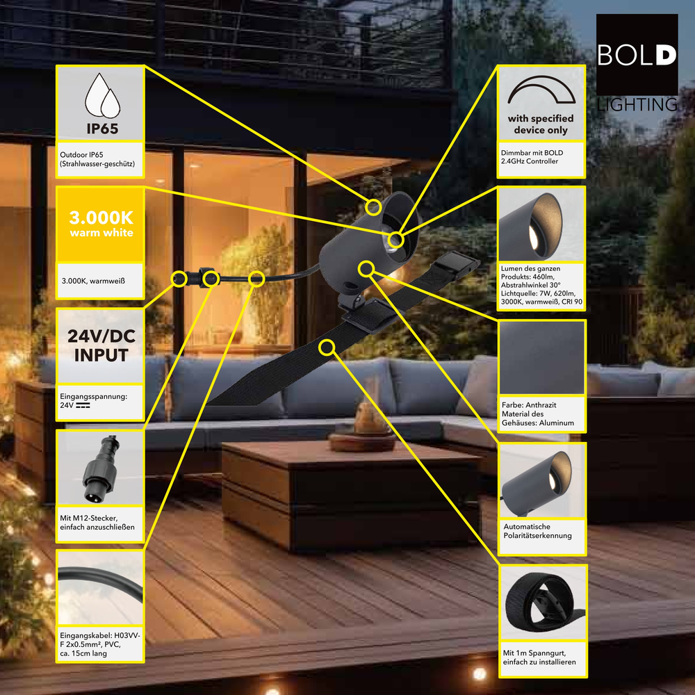 Die Bold Erweiterungsset  24V-Garten Spot-Lights, 3 Spots