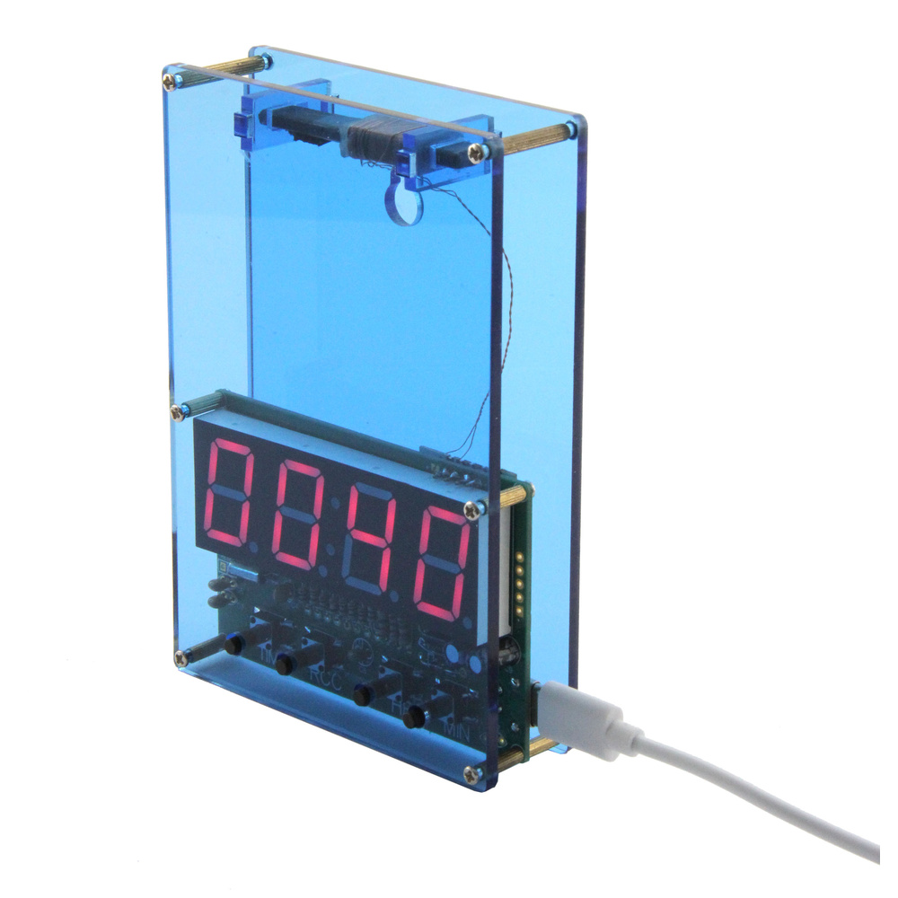 SOL-EXPERT Funkuhr-Bausatz mit DCF-Modul, 4x 7-Segment-Anzeige, Acrylgehäuse