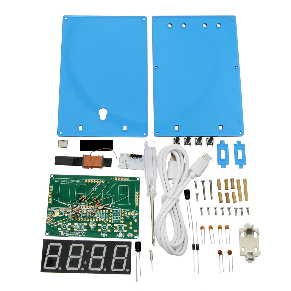 SOL-EXPERT Funkuhr-Bausatz mit DCF-Modul, 4x 7-Segment-Anzeige, Acrylgehäuse