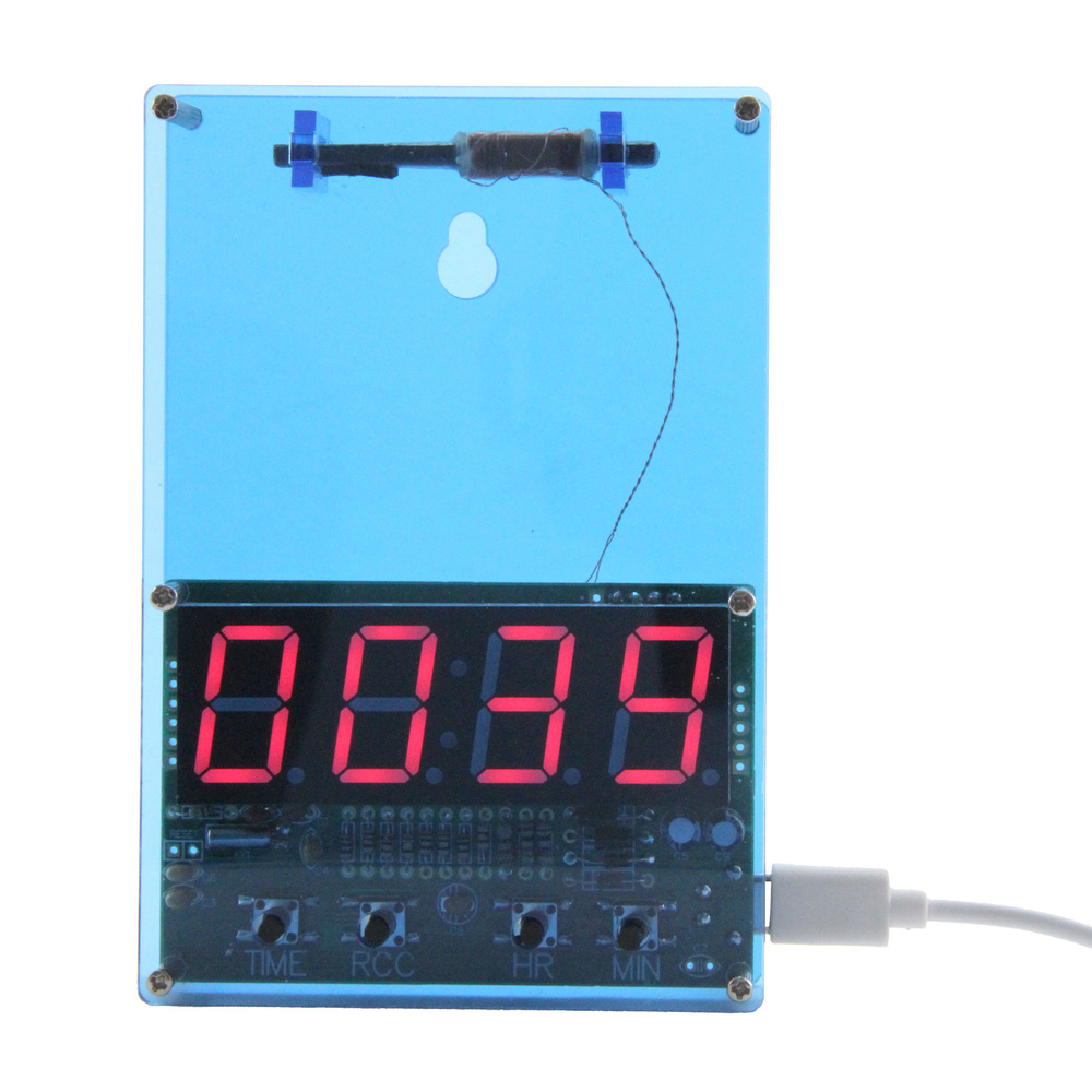 SOL-EXPERT Funkuhr-Bausatz mit DCF-Modul, 4x 7-Segment-Anzeige, Acrylgehäuse