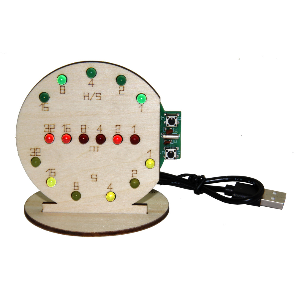 SOL-EXPERT Binäre Uhr Lötbausatz, LED-Anzeige, USB-Betrieb