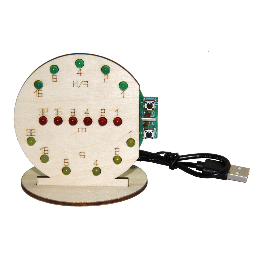 SOL-EXPERT Binäre Uhr Lötbausatz, LED-Anzeige, USB-Betrieb