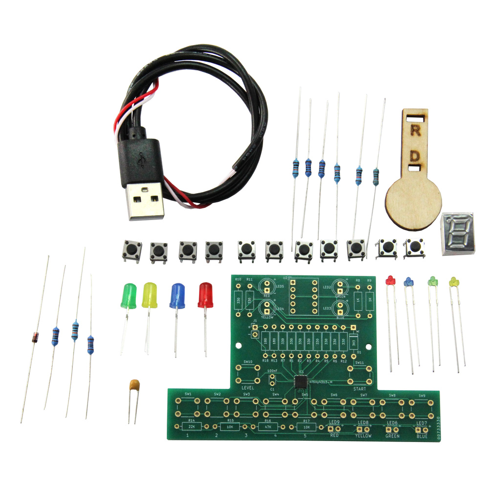 SOL-EXPERT TrainYourBrain Lötbausatz, Reaktionsspiel mit LED-Anzeige und Tastersteuerung