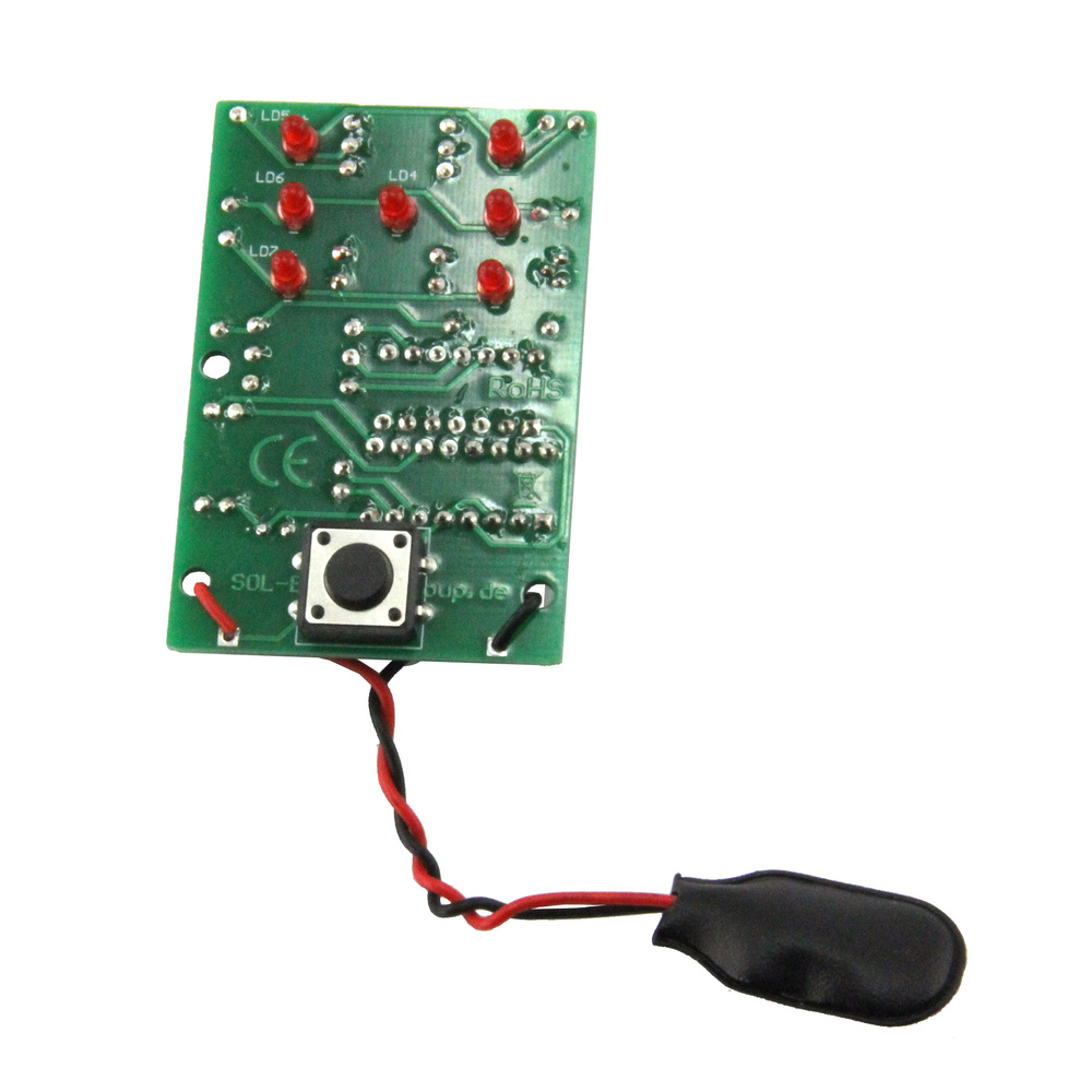 SOL-EXPERT Elektronischer Würfel Lötbausatz, LED-Zufallsanzeige, Tastergesteuert