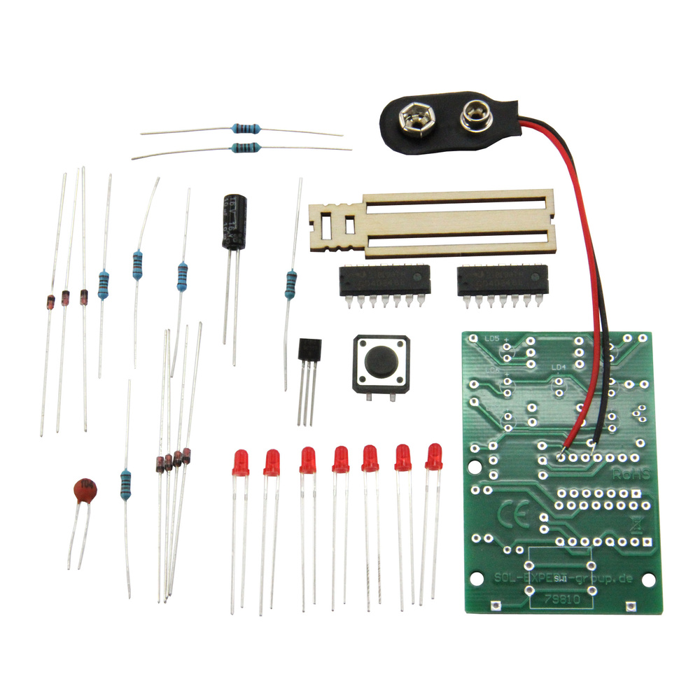 SOL-EXPERT Elektronischer Würfel Lötbausatz, LED-Zufallsanzeige, Tastergesteuert