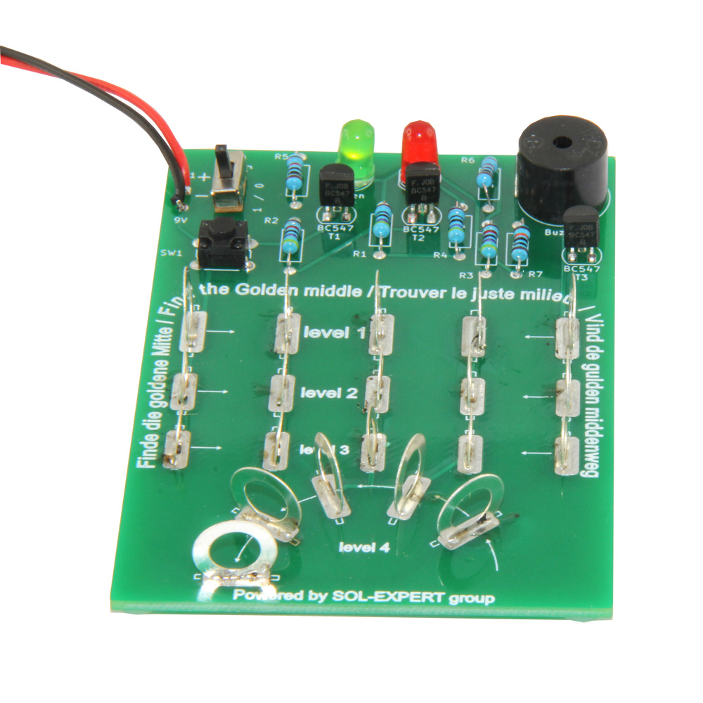 SOL-EXPERT Lötbausatz „Die goldene Mitte“, LED-Reaktionsspiel mit Tastersteuerung