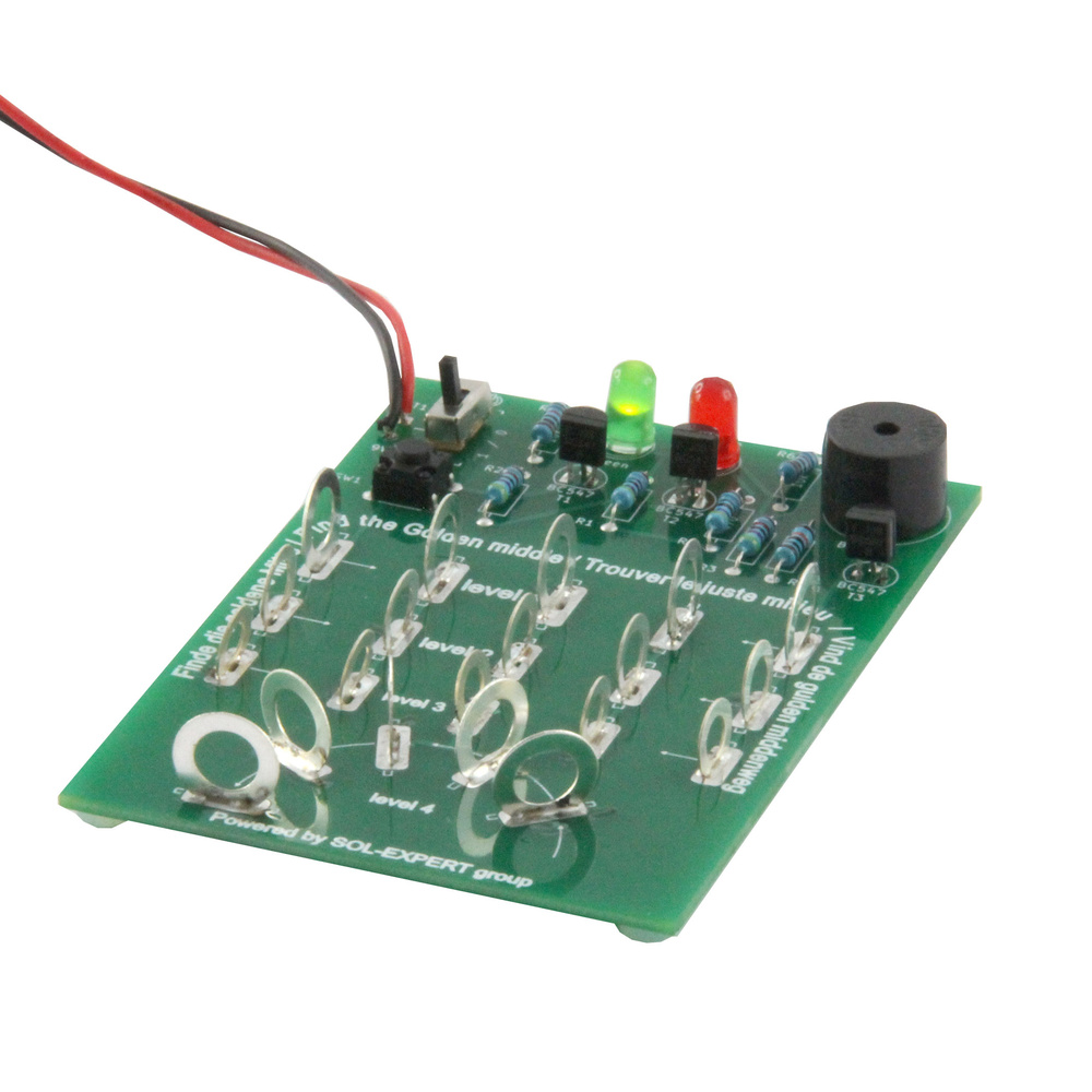 SOL-EXPERT Lötbausatz „Die goldene Mitte“, LED-Reaktionsspiel mit Tastersteuerung