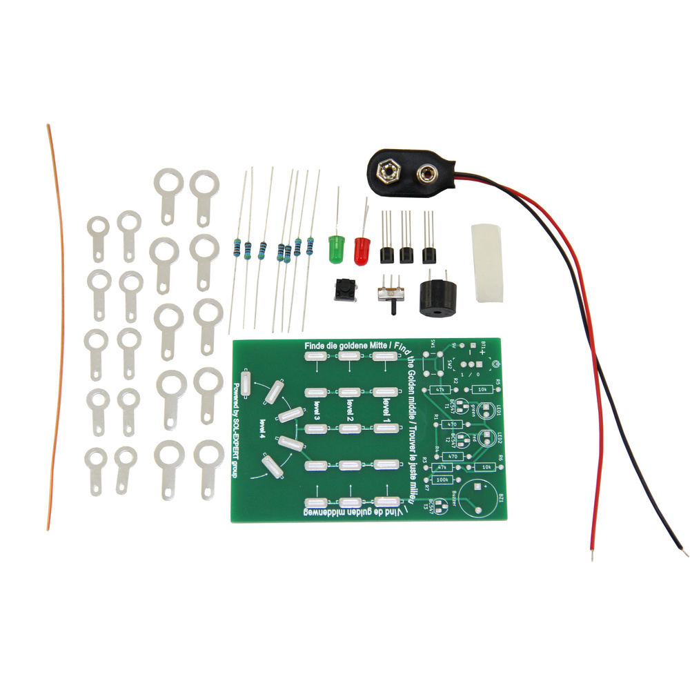 SOL-EXPERT Lötbausatz „Die goldene Mitte“, LED-Reaktionsspiel mit Tastersteuerung
