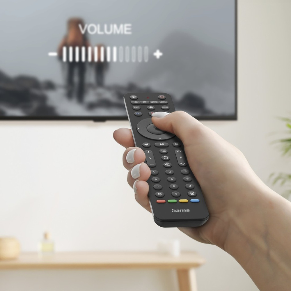 hama Universal-Fernbedienung TV, Infrarot, für 8 Geräte, lernfähig, App-Tasten