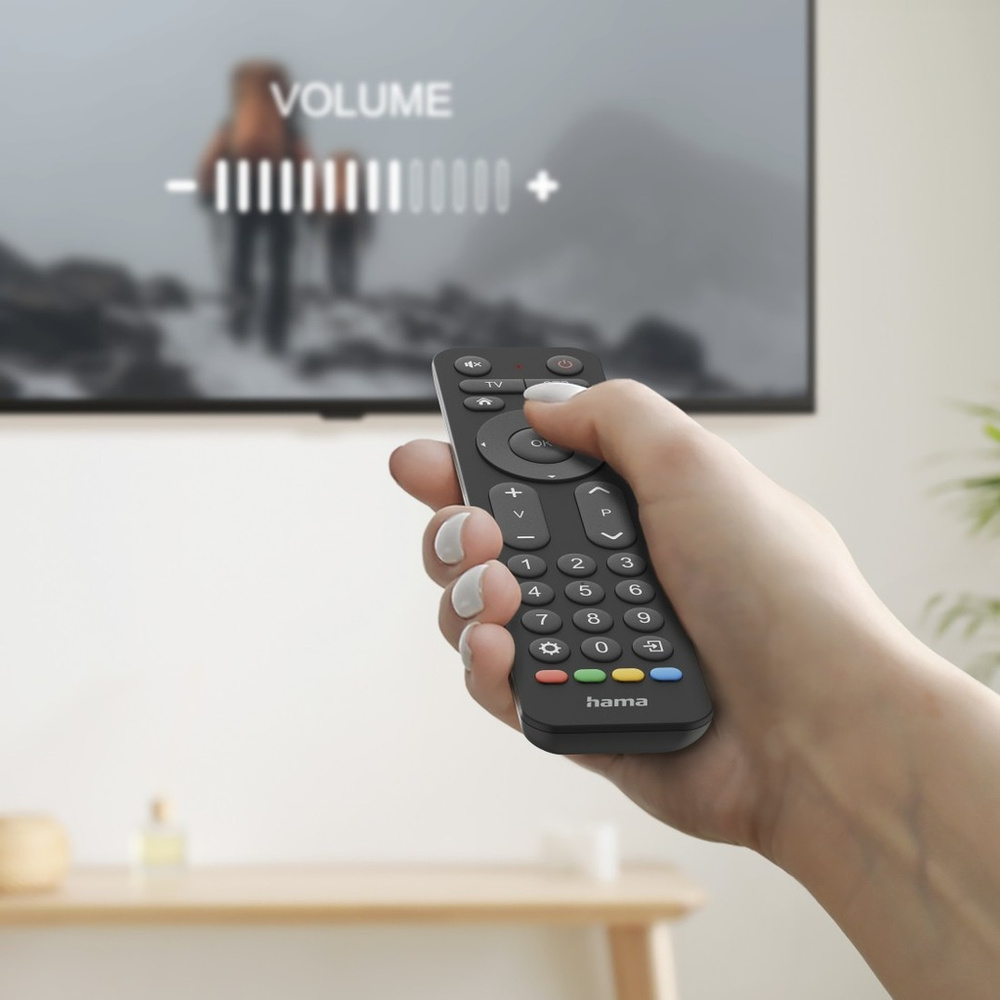 hama Universal-Fernbedienung TV, Infrarot, für 2 Geräte, große Tasten, lernfähig