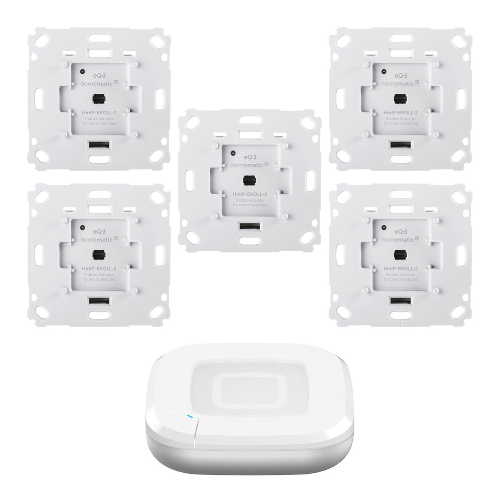 Homematic IP Smart Home Set Beschattung mit Access Point 2, 5 Rollladenaktoren für Markenschalter