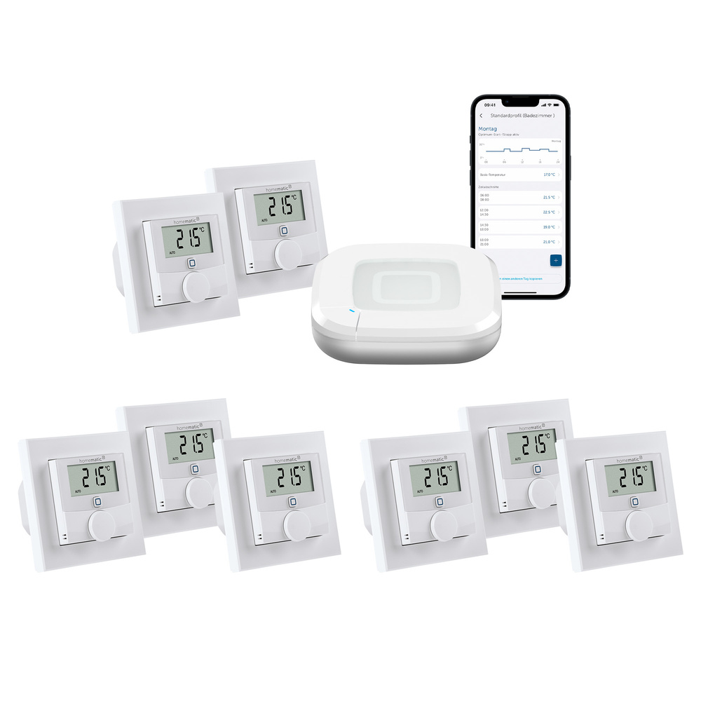 Homematic IP Smart Home Set Raumklima mit  Access Point 2 und 8 Wandthermostate