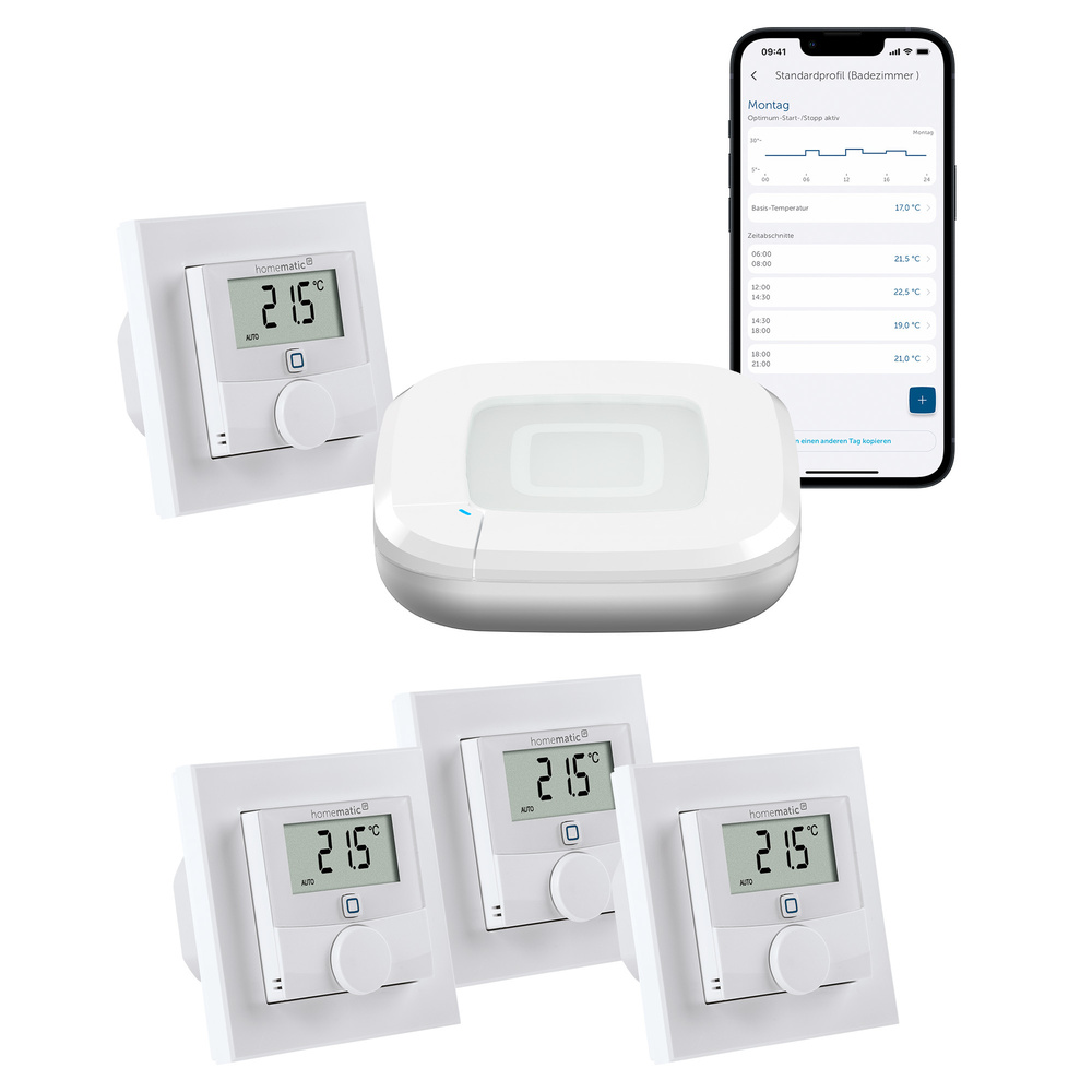 Homematic IP Smart Home Set Raumklima mit Access Point 2 und 4 Wandthermostate