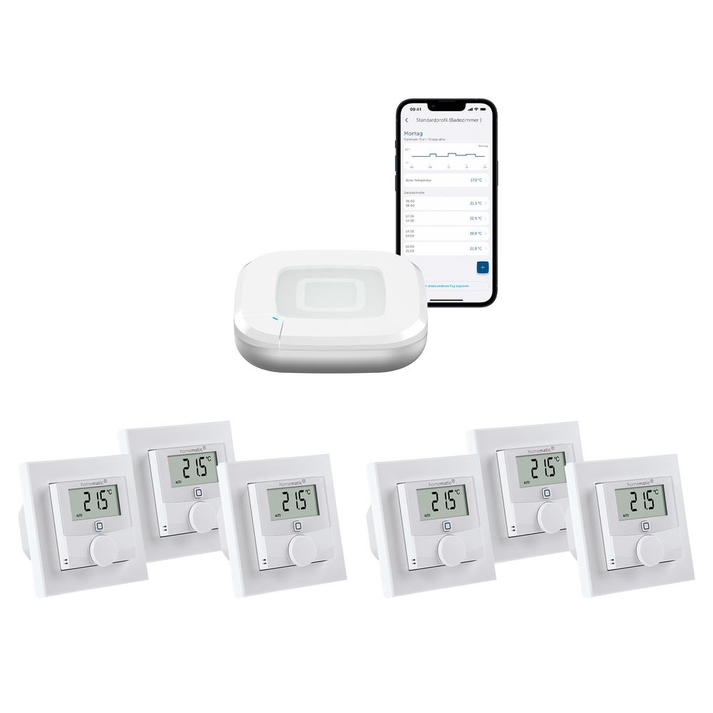 Homematic IP Smart Home Set Raumklima mit Access Point 2 und 6 Wandthermostate