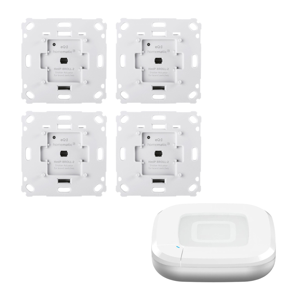 Homematic IP Smart Home Set Beschattung mit Access Point 2, 4 Rollladenaktoren für Markenschalter