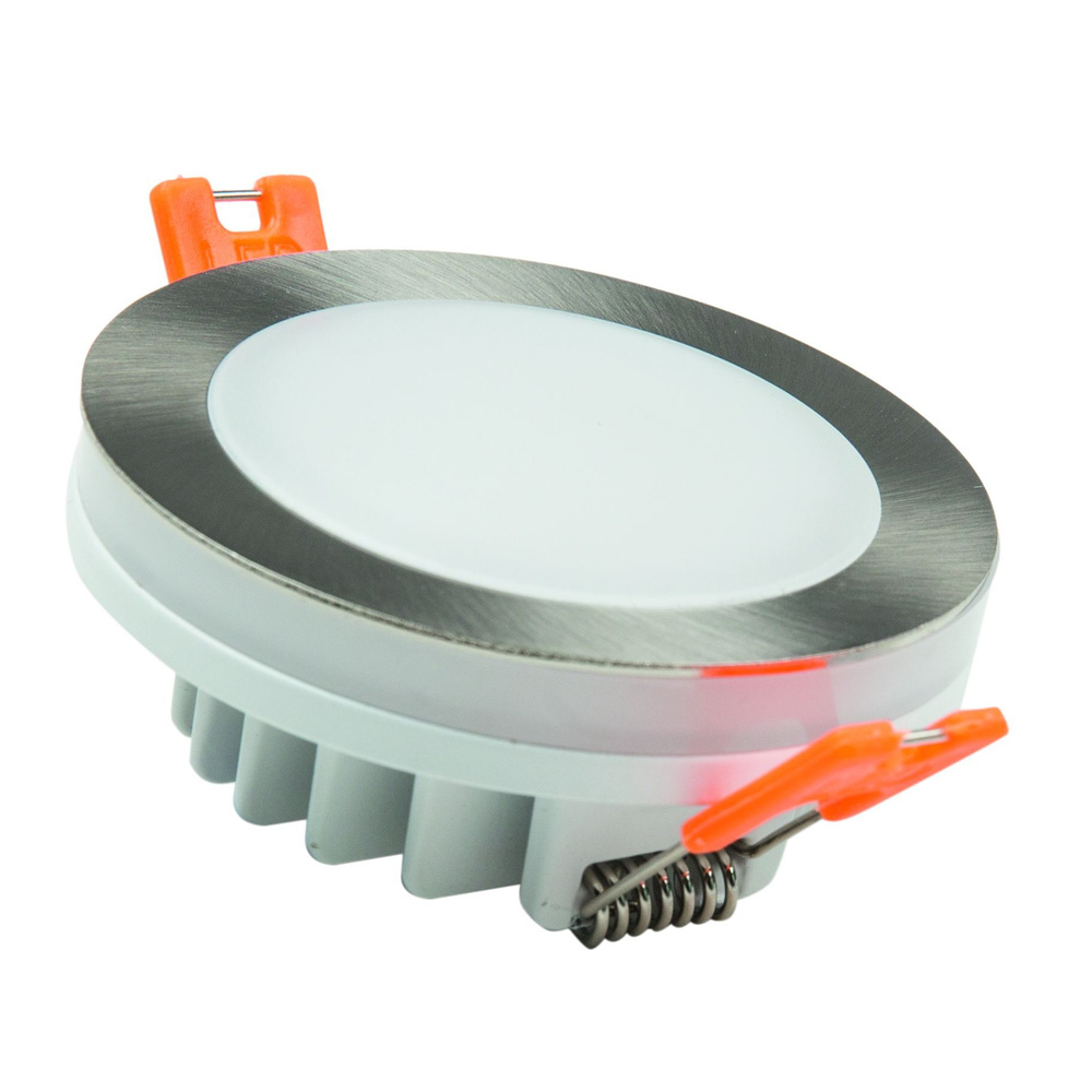 HEITRONIC 6-W-LED-Einbaustrahler rund mit LED-Lichtstreifen, IP44, silber matt