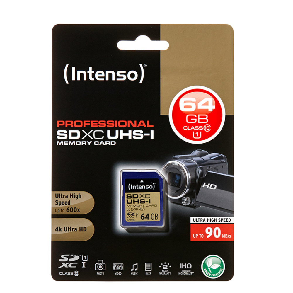 Intenso SDXC-Speicherkarte, UHS-I, 90 MB/s, 64 GB