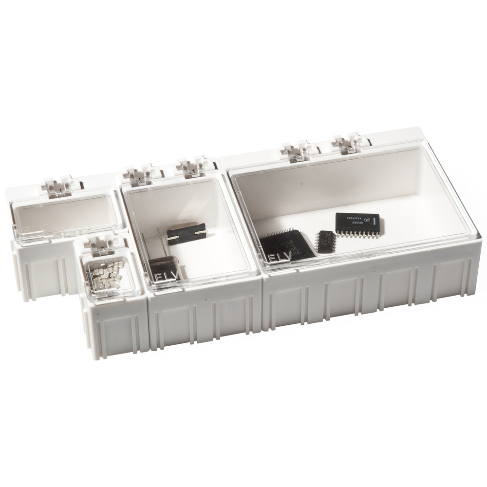 ELV 10er-Set SMD-Sortierbox, Altweiß, 23 x 15,5 x 27 mm