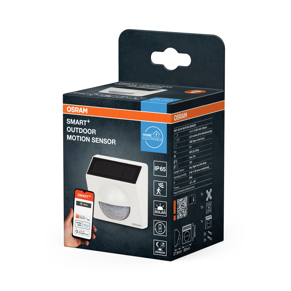 SMART+ Smart Home Bewegungsmelder mit Solarmodul, WLAN, weiß