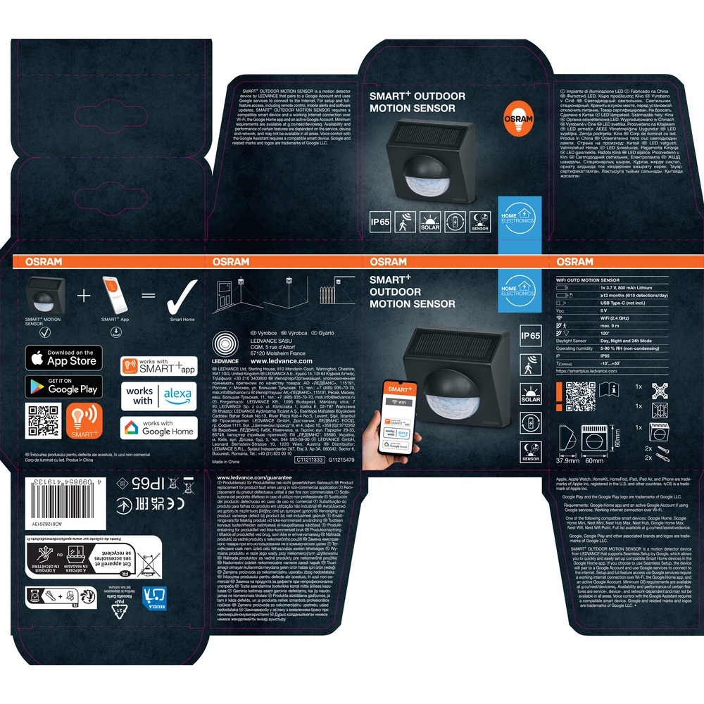 SMART+ Smart Home Bewegungsmelder mit Solarmodul, WLAN, anthrazit