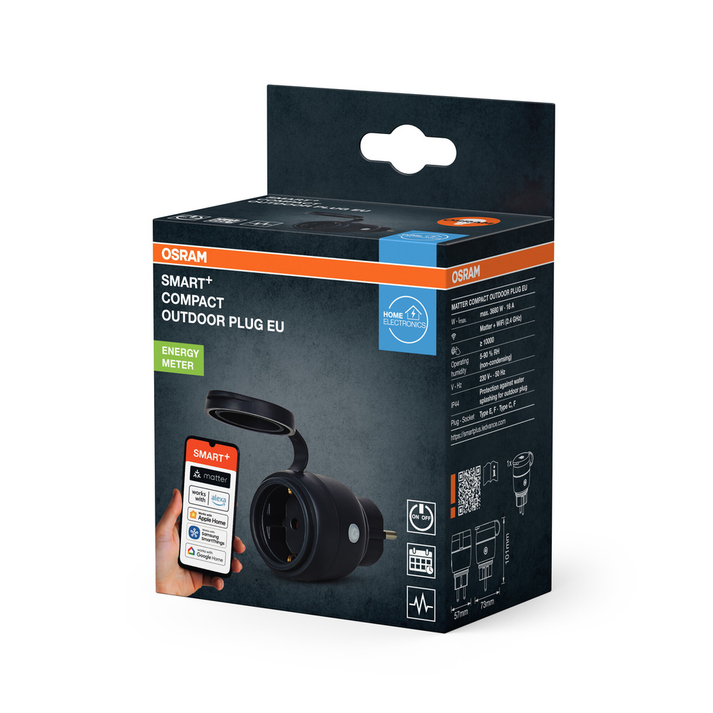 SMART+ Smart Home Outdoor Plug mit Energiemessung,  WLAN, Matter