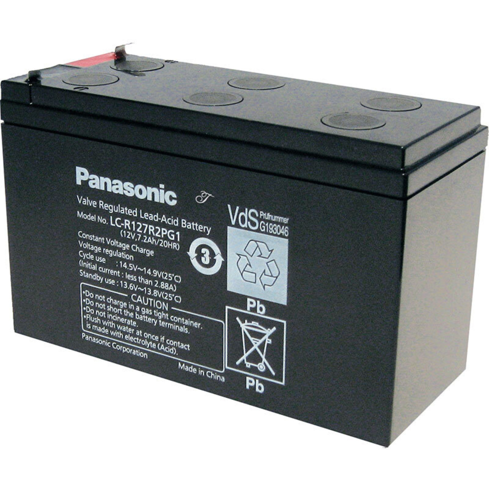Panasonic VdS Blei-AGM-Akku LC-R127R2PG1, 12V, 7,2 Ah, 6,3 mm Kabelschuh