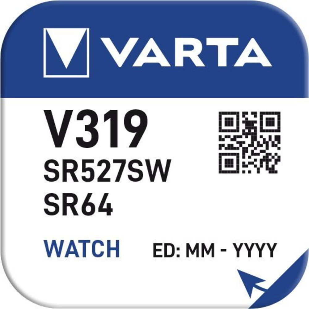 VARTA Silberoxid-Knopfzelle V319/SR64, 1,55 V, 21 mAh