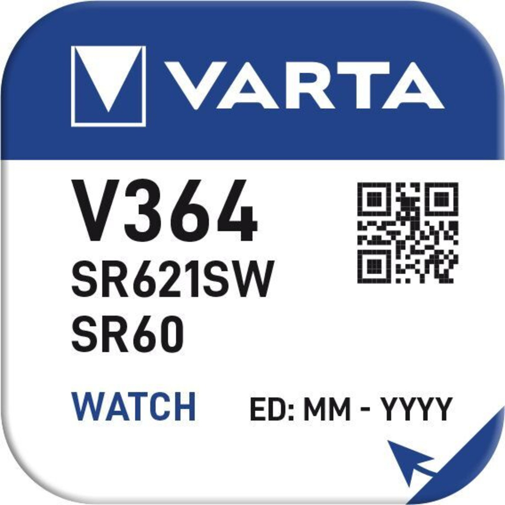 VARTA Silberoxid-Knopfzelle V364/SR60, 1,55 V, 17 mAh