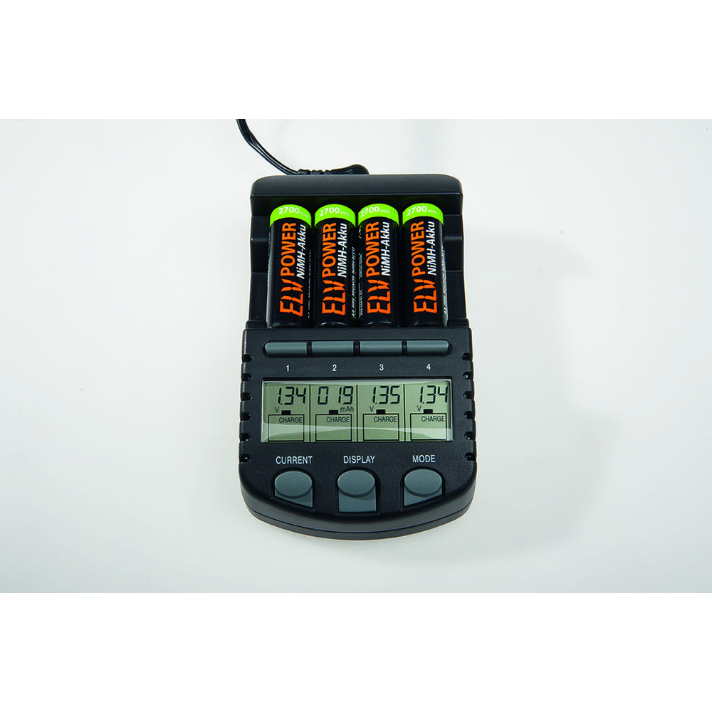 ELV Ladegerät BC 700 + 4er Pack Powerex-NiMH-Akku, Mignon AA 2700 mAh