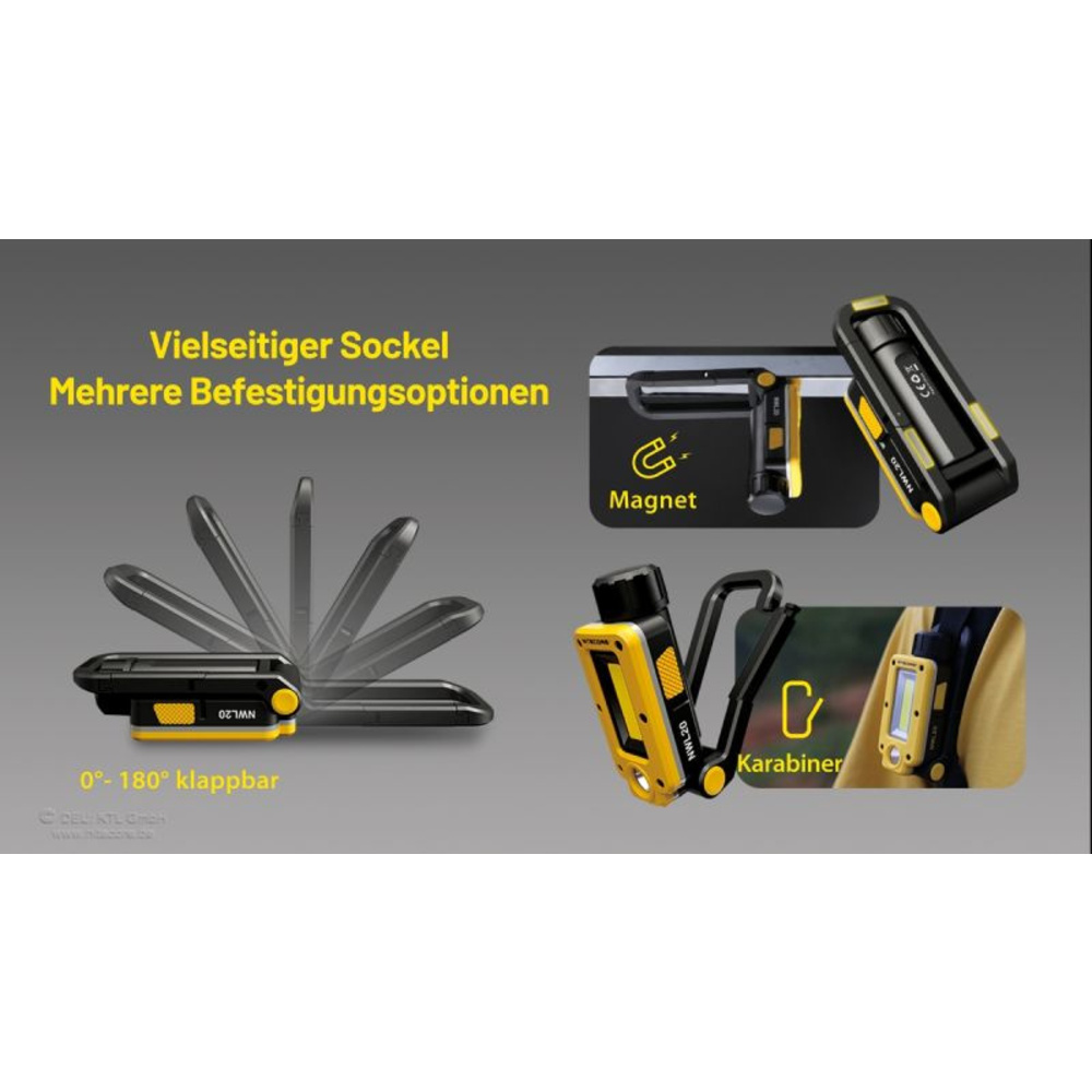 Nitecore NWL20 Arbeitsleuchte, 600 lm, COB-Flutlicht & LED-Spotlicht, integriertes Rotlicht