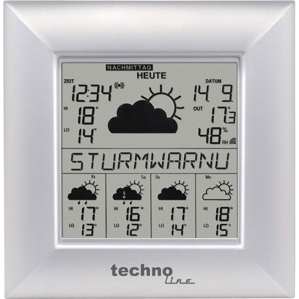technoline WETTERdirekt Funk-Wetter-Daten-Station WD 9000, silber
