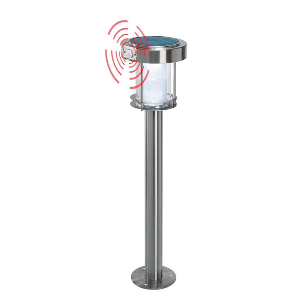 esotec Solar-LED-Standleuchte ANCONA PIR, Edelstahl, PIR-Bewegungssensor, IP44