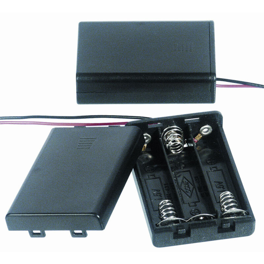 Batterie- und Akkuhalter für 3 x Micro  mit Anschlusskabel und An-/Aus-Schalter