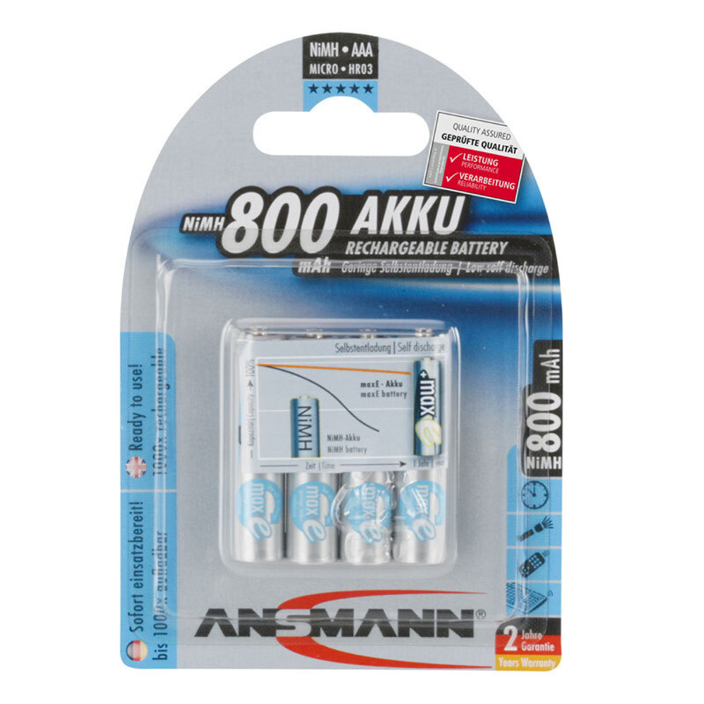 Ansmann maxE NiMH-Akku Micro 800 mAh, 4er-Pack