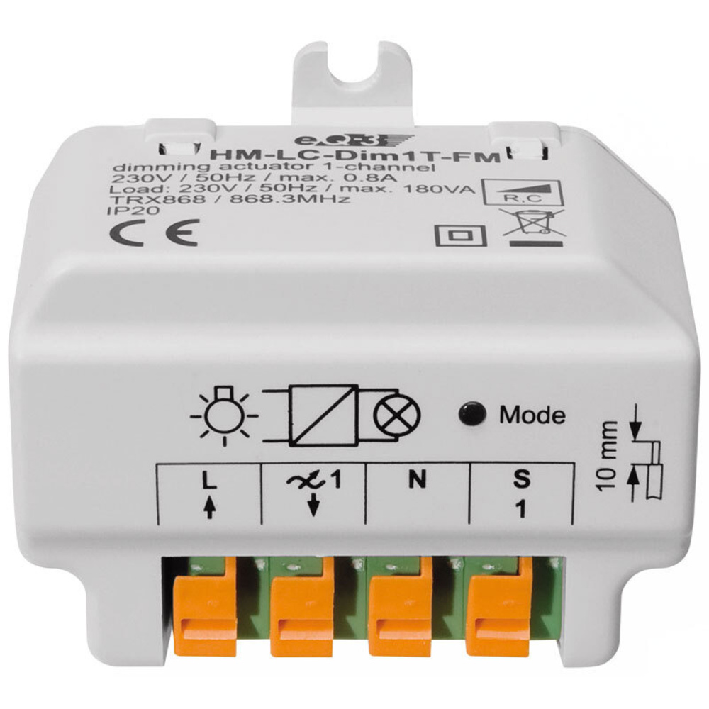 Homematic 1-Kanal-Unterputzdimmer, Phasenabschnitt HM-LC-Dim1T-FM für Smart Home / Hausautomation