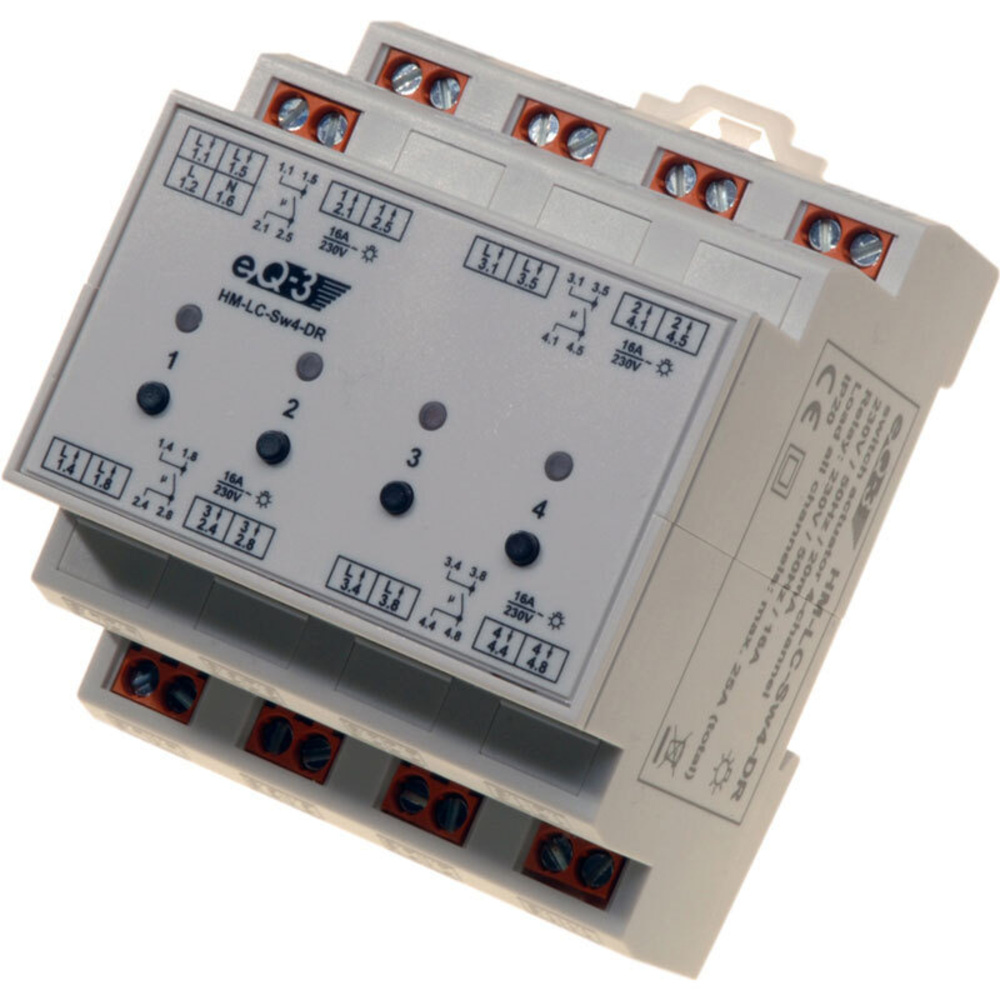 Homematic Funk-Schaltaktor, 4fach, Hutschiene HM-LC-Sw4-DR für Smart Home / Hausautomation