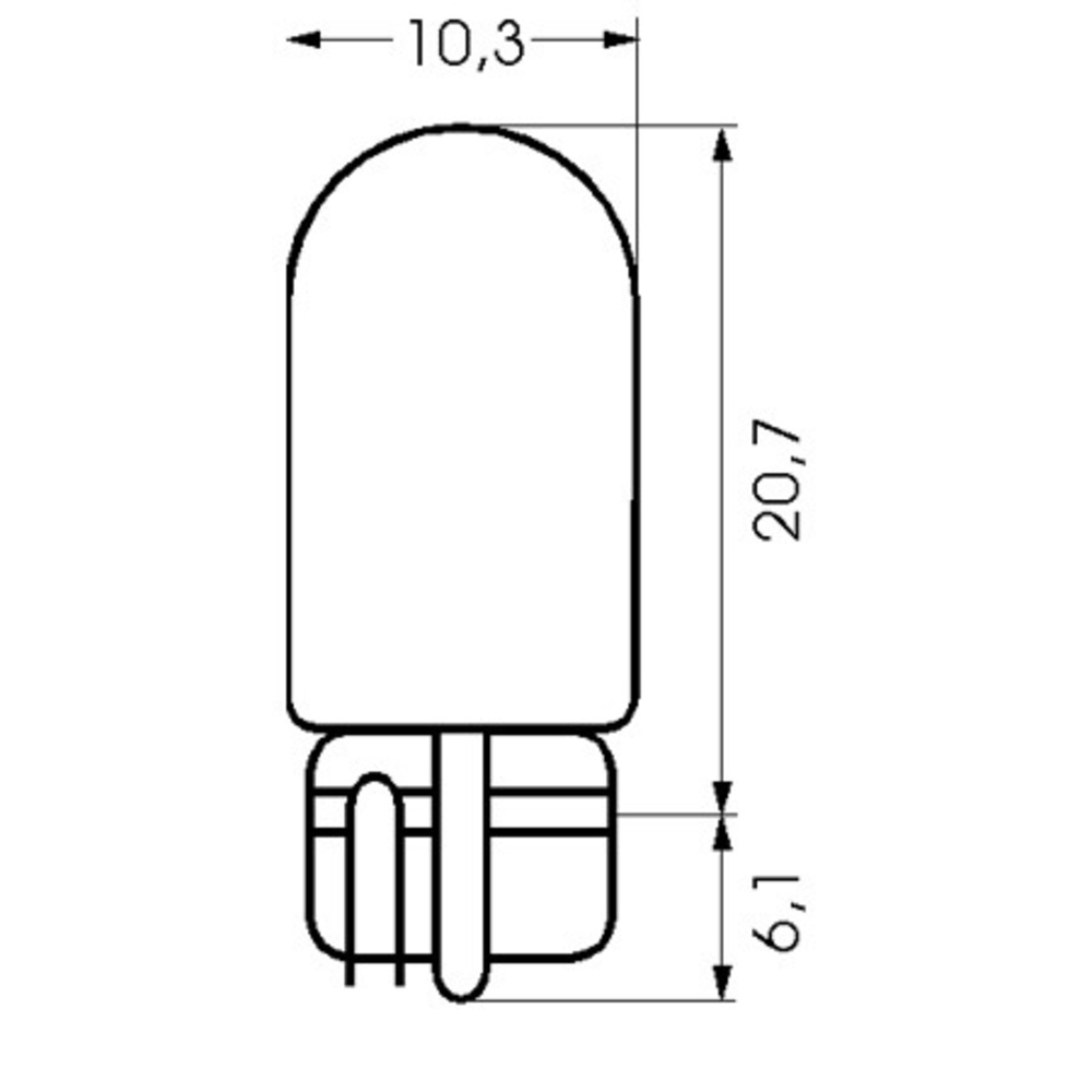 Barthelme Glassockellampe Sockel T10 W2,1x9,5d, 10,3 x 26,8 mm, 12 V